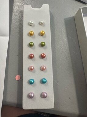 Assorted Pearl Stud Earring Set - 8 Color Pairs